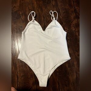Lovewave One Piece  Swimsuit ribbed white